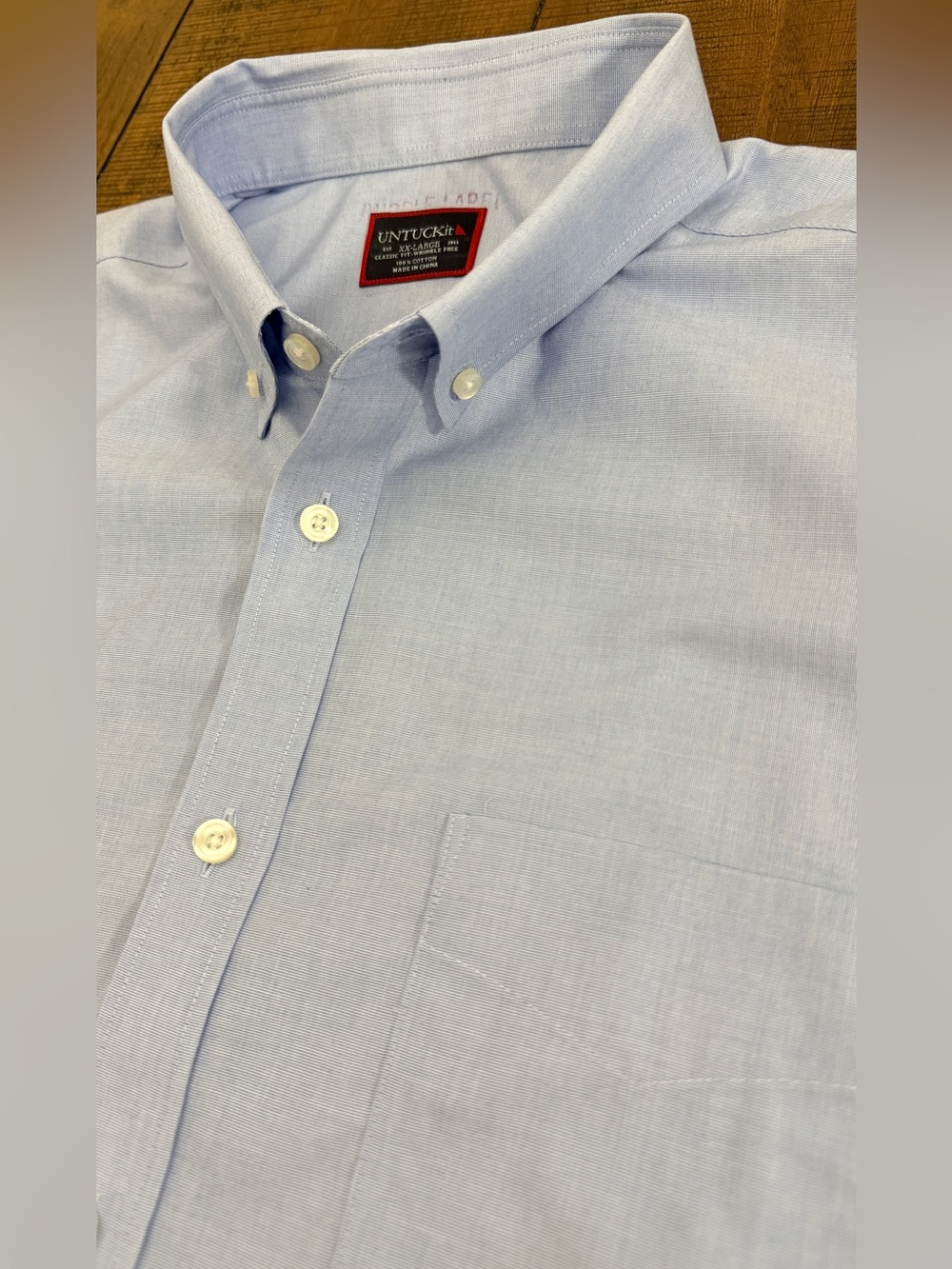 UNTUCKit Light Blue Button-Down Dress Shirt with Chest Pocket
